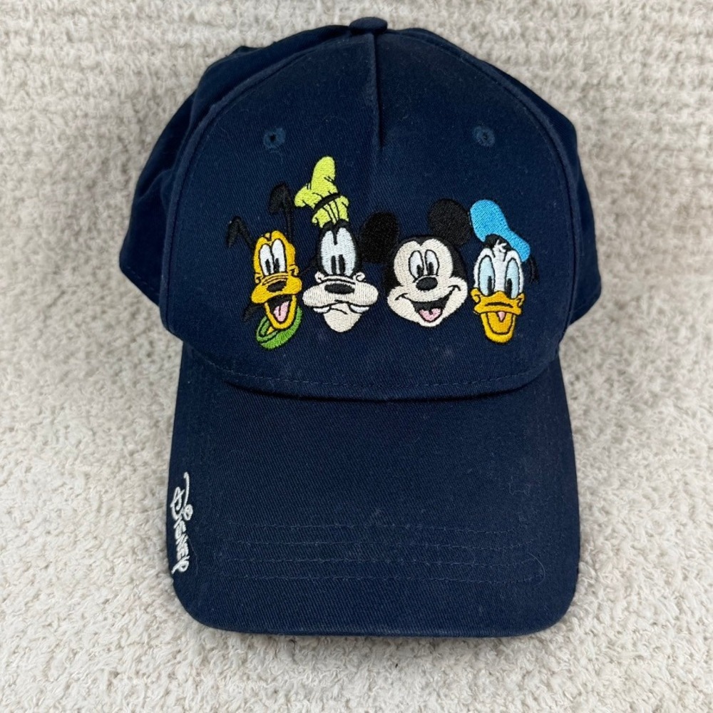 Disney Embroidered Baseball Hat Cap Mickey Mouse Goofy Donald Pluto Navy Blue